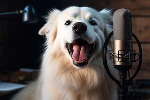 mascota en un podcasting sitio ai generado foto