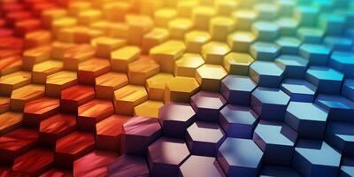 Abstract colorful geometric background, hexagon pattern photo