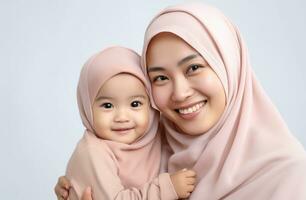 Asian family by mother Muslim Mother's Day love family Ai Generated photo