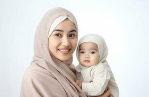 Asian family by mother Muslim Mother's Day love family Ai Generated photo