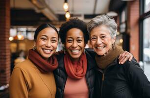 Fun and active seniors women outdoors on a sunny summer day AI Generated photo