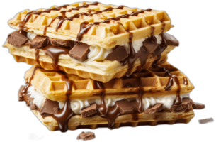 Belga waffles com chocolate ai gerado png