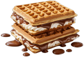 Belga gofres con chocolate ai generado png