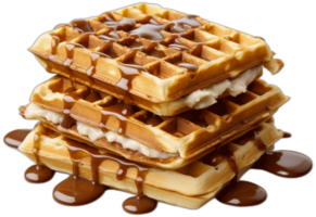 Belgian waffles with chocolate  AI Generated png