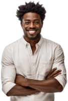 young african american man with crossed arms looking at camera  AI Generated png