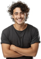 smiling young man in white t-shirt looking at camera  AI Generated png