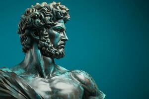 Statue of David on a blue background AI Generated photo