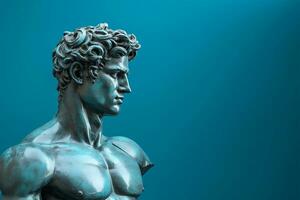 Statue of David on a blue background AI Generated photo