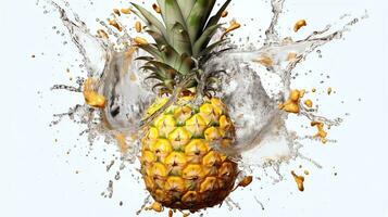 pinapple juice splash white background details photo