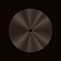 Round golden frame on a black background, golden element in art deco style. Vector abstract linear object