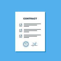 Contract agreement paper blank. Contract with seal and signature. Vector illustration in flat style.