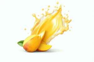 mango juice splash white background details photo