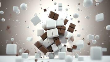 chocolate in white background surrealistic details photo