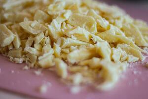 pieces of cocoa butter for chocolate photo