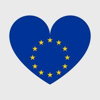 European Union flag vector icons set in the shape of heart, star and circle.