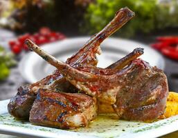 Roasted lamb chop photo