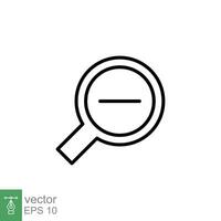 Zoom out icon. Simple outline style. Magnifying glass, find, minus, reduce, minimize, search concept. Thin line symbol. Vector illustration isolated on white background. EPS 10.