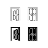 puerta icono. línea, silueta, mínimo, delgado, sencillo y limpio. usado para logo, símbolo, firmar, web, móvil y infografía vector