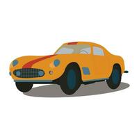 Yellow retro car, transport in retro style vector