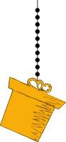 Hanging gift box yellow in flat style. vector