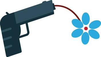 Color icon of gun shooting flower. vector