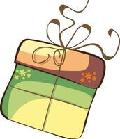 Illustration of gift in green and brown color. vector