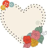 Creative card floral background heart with button. vector