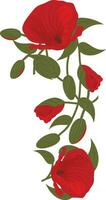 Beautiful floral design in red and green color. vector