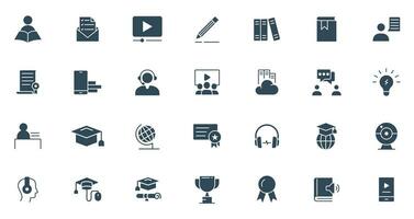 Business Training Related Icons. online class, eLearning, Teacher, Class, Presentation, Video, Book, Mentoring icon vector. vector