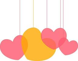 Glossy hanging Hearts for Love concept. vector