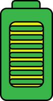 Illustration of a battery in green and yellow color. vector