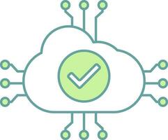 Cloud Computing Icon In Green And White Color. vector
