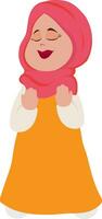 Illustration of praying muslim woman. vector