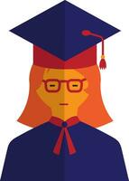 Character of lady wearing mortarboard. vector