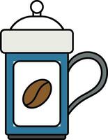 Flat Style Coffee Pot Icon in Colorful. vector