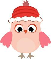 Little cartoon owl wearing hat. vector