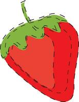 Red and green color dotted line illustration of strawberry. vector