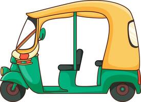 Flat style Auto Rickshaw Standing on White Background. vector