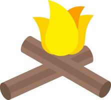 Bonfire or Holika icon in yellow and brown color. vector