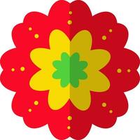 Red and yellow color flower icon for decoration with half shadow. vector