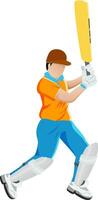 Cricket batsman in playing action. vector