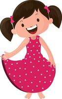 Beautiful little cheerful girl character. vector