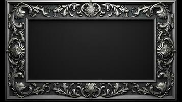 monochrome vintage luxury frame on black background photo