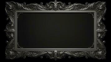 monochrome vintage luxury frame on black background photo