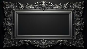 monochrome vintage luxury frame on black background photo