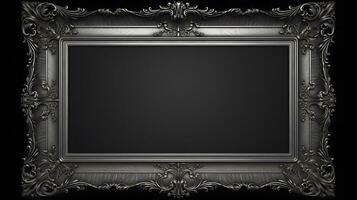 monochrome vintage luxury frame on black background photo