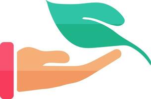 Nature conservation or spa concept, icon of hand and leaf. vector