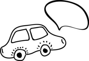 Hand drawn illustration of car with speech bubble. vector