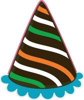 Party hat icon with stripes for celebration. vector
