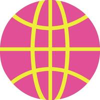 Earth globe in pink and yellow color. vector